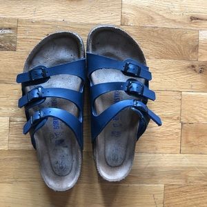 Navy Blue Florida Three-Strap Birkenstocks (new)
